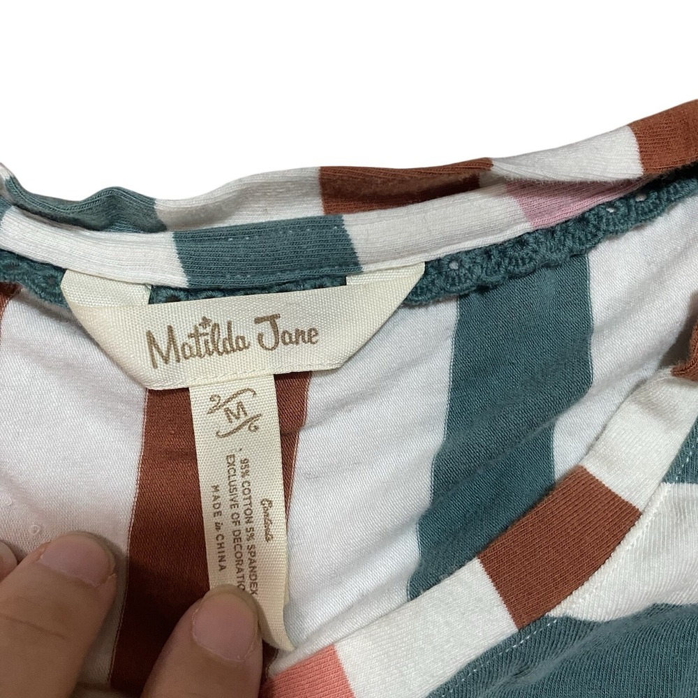 Matilda Jane Top‎ Womens Med Striped Wonderment Darling Day Peplum Tank Top - Picture 3 of 4